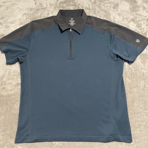 Kuhl Other - Kuhl Shirt Mens XL Blue Shadow Polo 1/4 Zip Performance Hiking Camping
